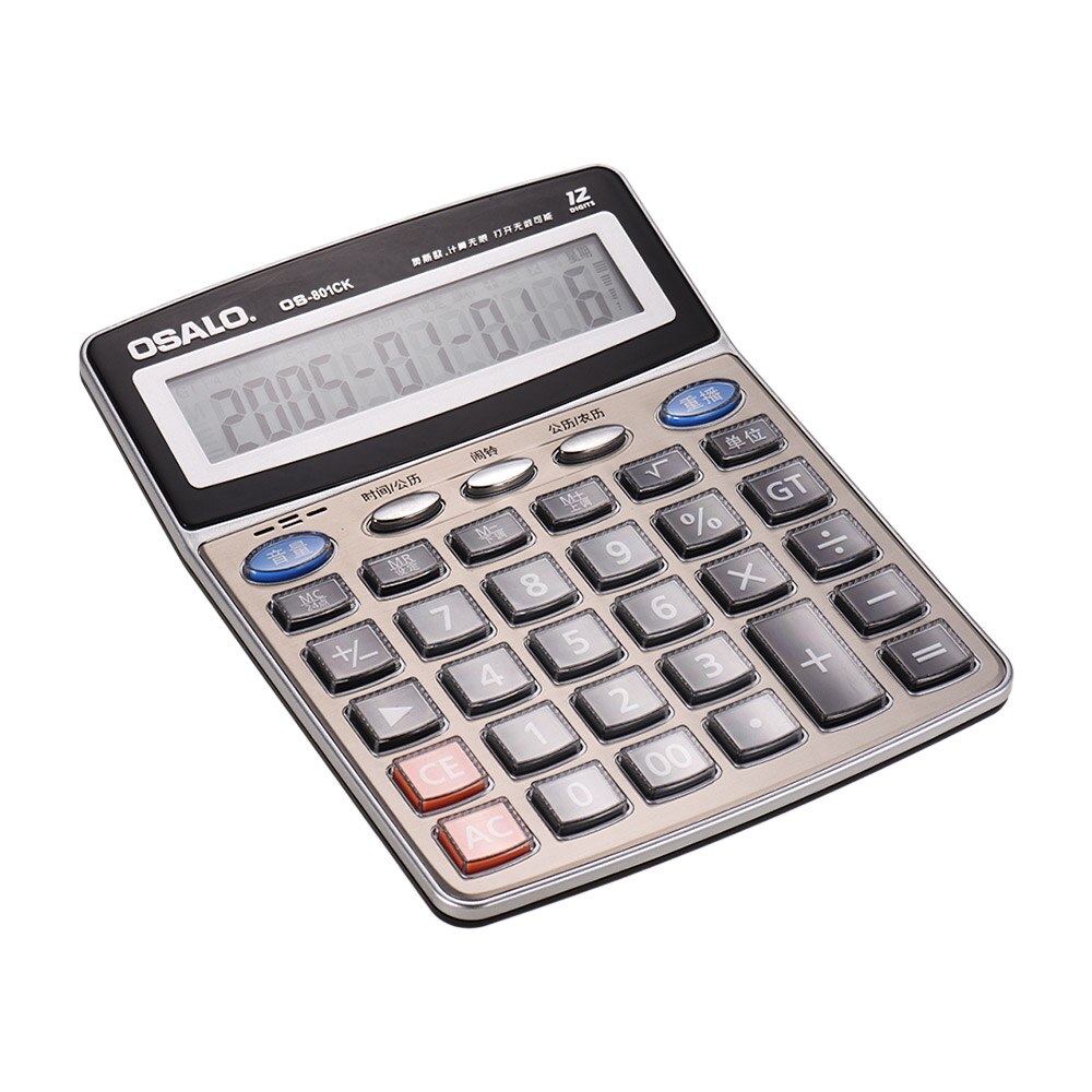 Multi-function Calculator Musical Electronic Desktop Calculator Counter 12-Digits LCD Display with Clock Voice Reading