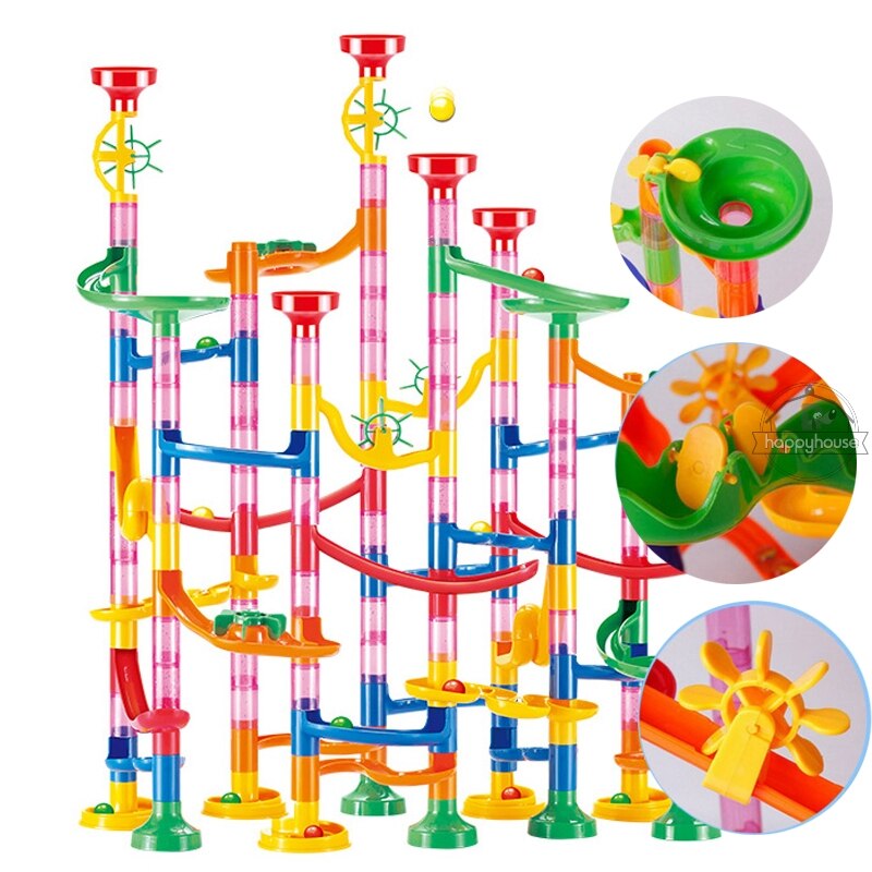 Marble Run Race Track Building Blocks Kids 3D Maze Ball Roll Toy DIY Coaster Set 80/105/109/133pc Christmas