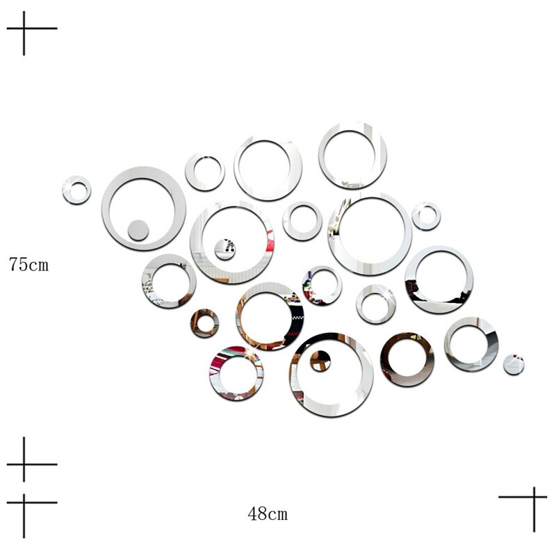 3D DIY Circles Mirror Wall Stickers for Kids Room Art Acrylic Sticker Home Decor Living Room Decoration Bedroom Decor Wall Decal: Silver