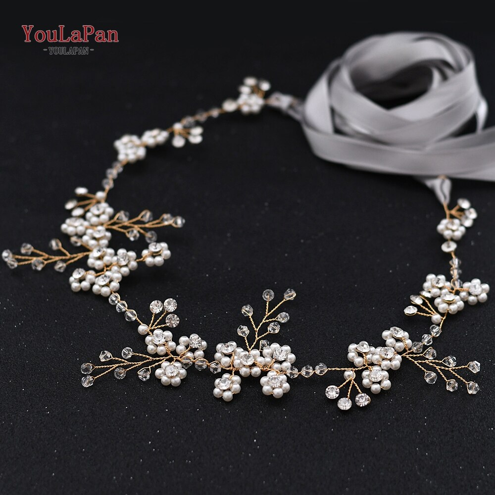 TOPQUEEN SH129 Goldene Hochzeit Kleider Gürtel Womens Perle Gürtel Kristall Braut Schärpe Hochzeit Gold Gürtel mit Perlen Dünne Braut Gürtel: grau Schleife
