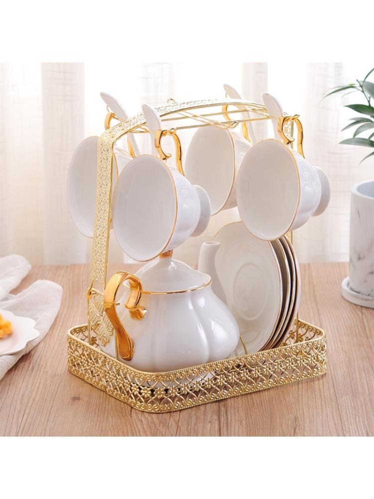 Soporte para tazas, soporte para tazas de café, juego de té, organizador de platos forjado