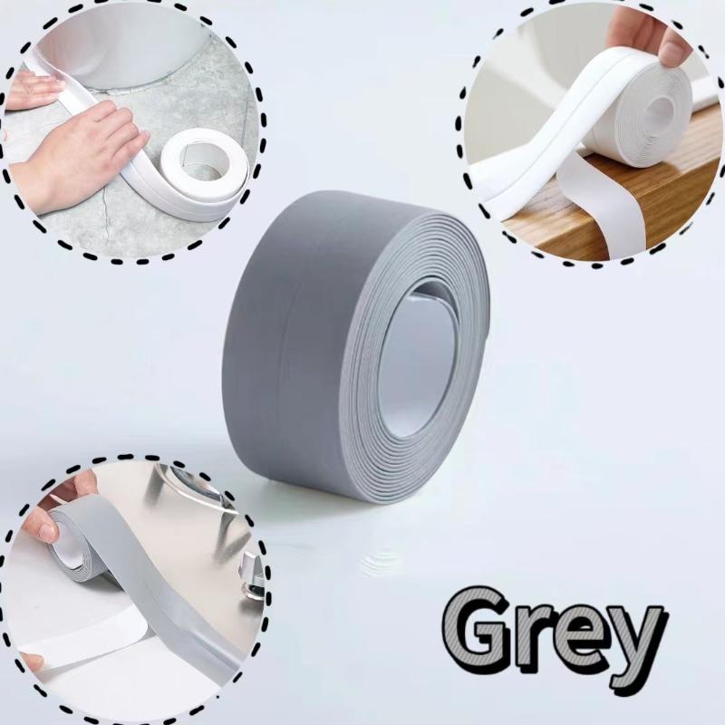 Tiras de cinta de sellado para baño y ducha, autoadhesivas de PVC, pegatina de pared impermeable para baño, cocina, tira de calafateo a prueba de moho para fregadero: Marrón / 2MM