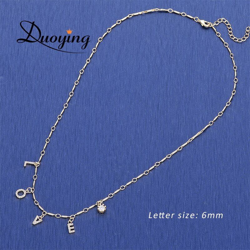 DUOYING Ketting Zirkoon Vrouwen Mode Ketting Beginletter Ketting Goud Moeder Ketting Persoonlijke NLK121