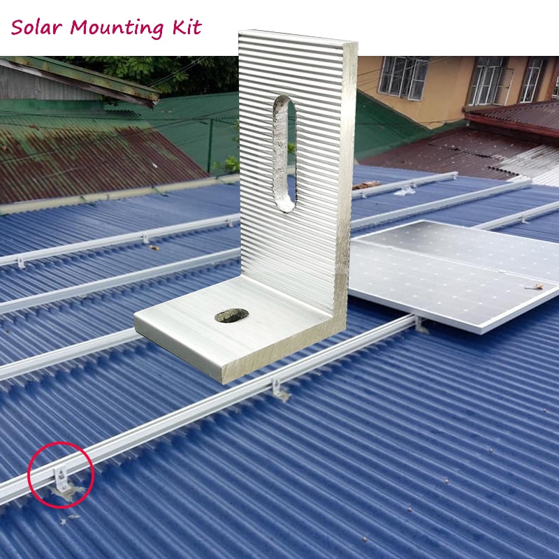 5pcs solar panel mounting brackets kit aluminum L feet clamp fixed on home solar panel with screws on off grid solar system