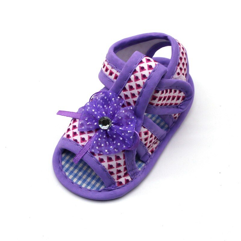 Babymeisjesschoentjes met gaasbloemen en geometrische print, zachte zool en antislip