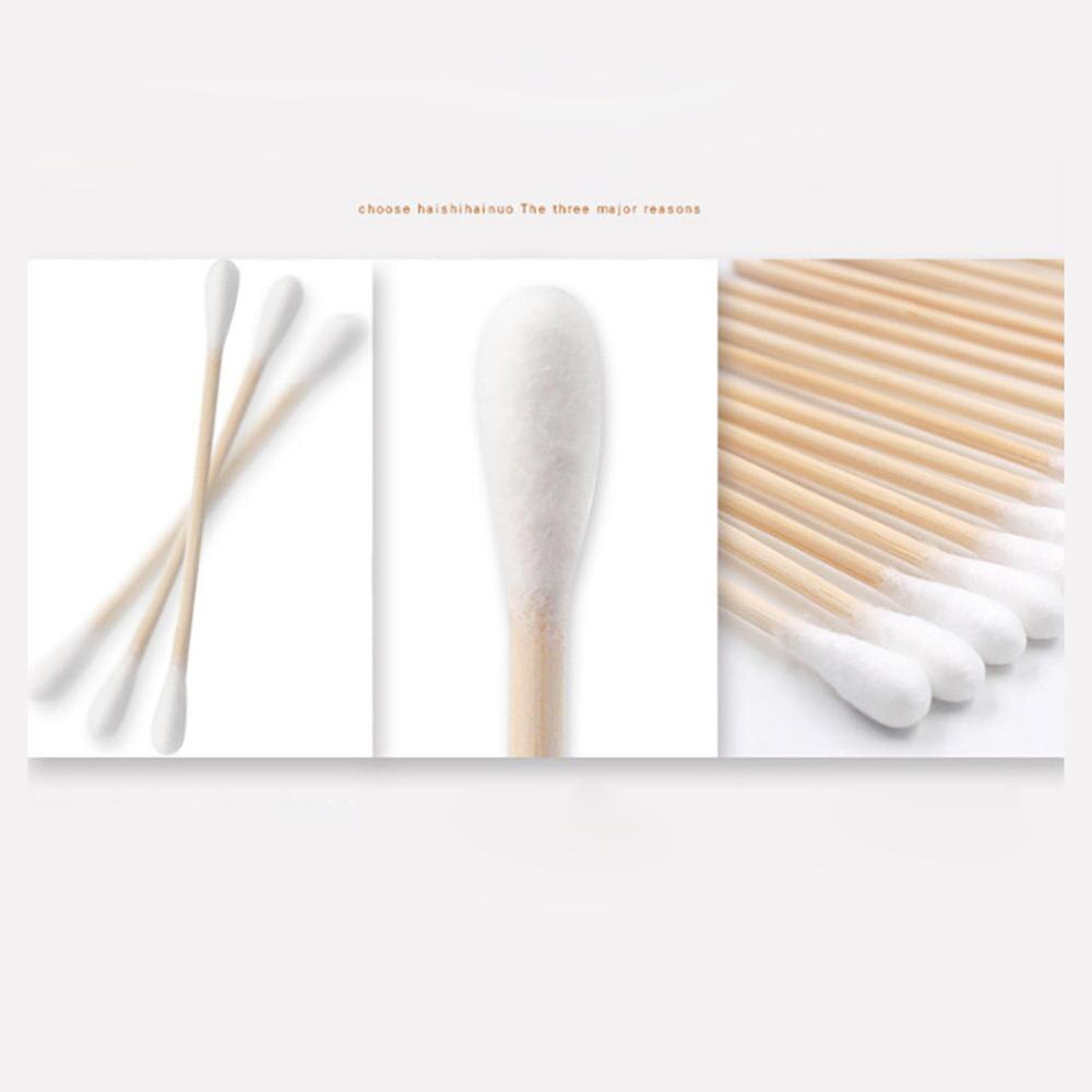 150 Pcs Wattenstaafje Houten Sticks Zachte Reiniging Van Oren Tampons Micro Borstel Double Head Lippen Clean Stick Sanitaire Wattenstaafje 2FM