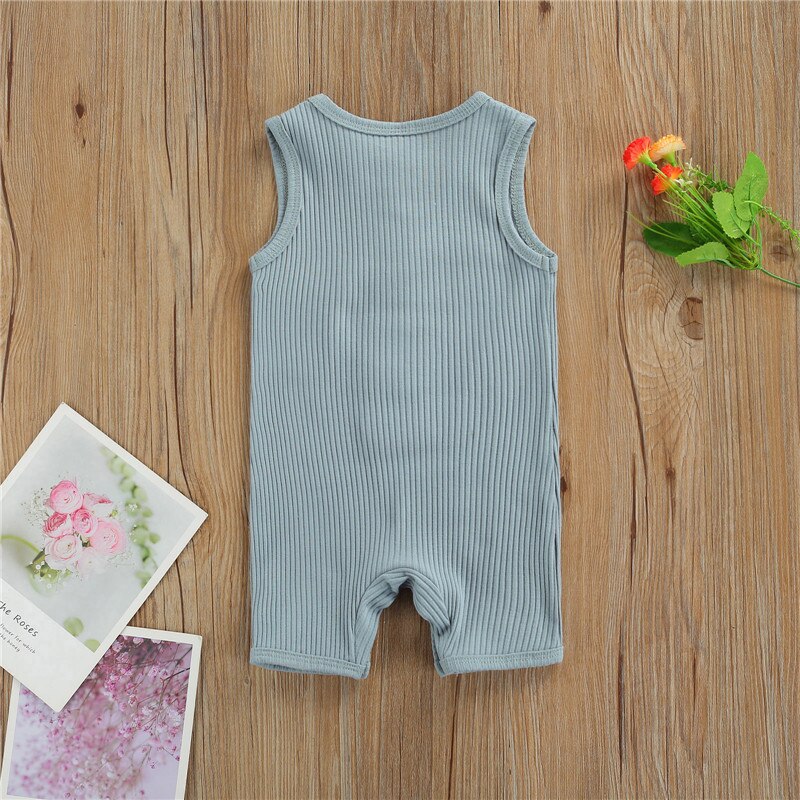 Pasgeboren Baby Meisjes Jongens Zomer Kleding Peuter Kids Baby Jongens Mouwloos Knop Gebreide Romper Jumpsuits Overalls Zachte Outfits