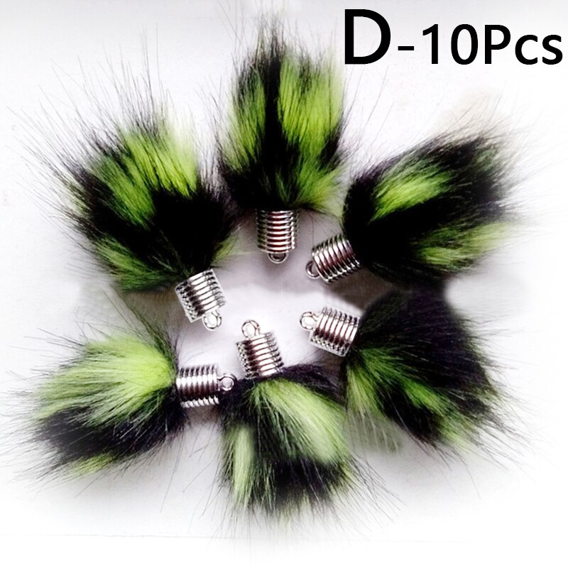 10Pcs Kunstmatige Konijnenbont Bal Pluche Fuzzy Bont Sleutelhanger Pom Pom Sleutelhanger Auto Tas Sleutelhanger Sleutelhanger Hanger sieraden: D