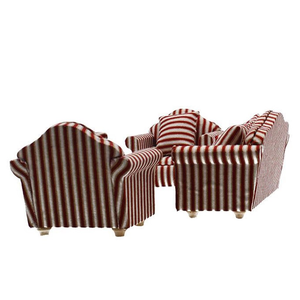 1:12 Schaal Poppenhuis Meubels Mini Sofa Love Seat Set Poppenhuisminiaturen Meubelen Decoratie Poppenhuis Asseccories Decor