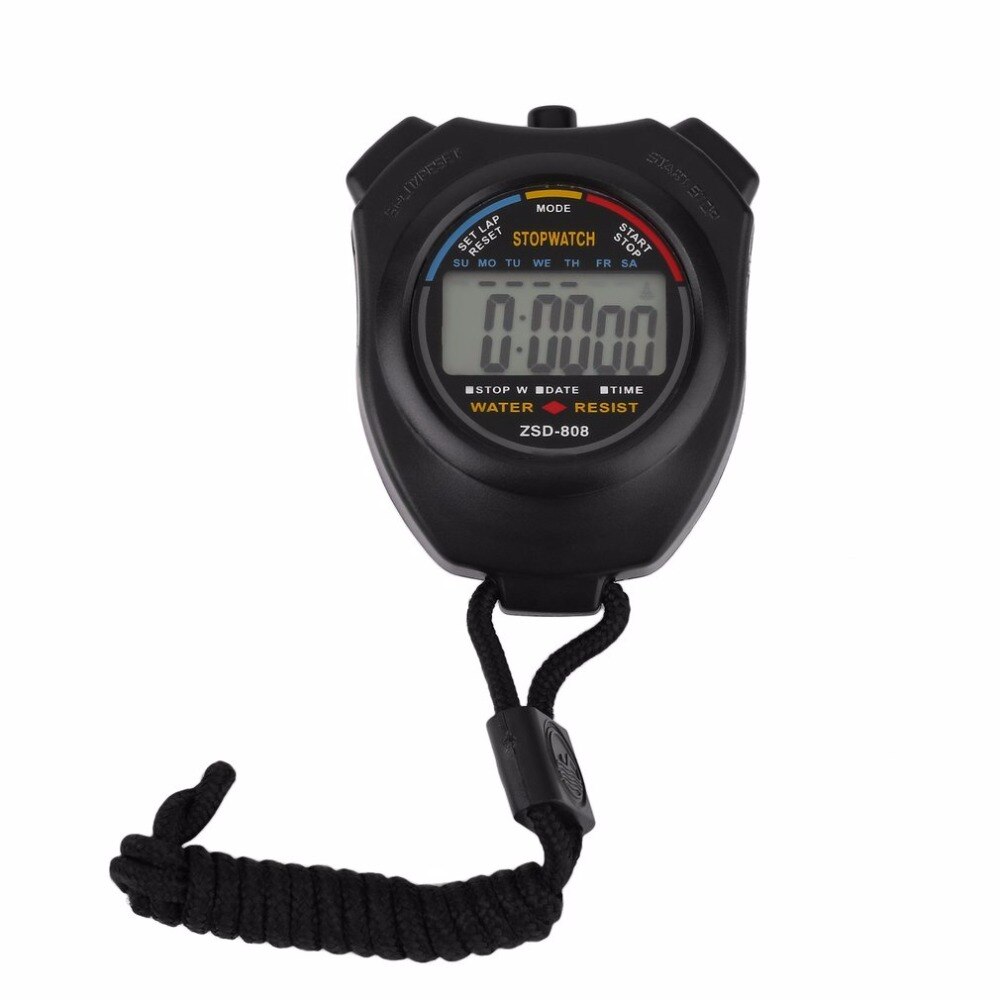 1pcs Stopwatch Chronograph Handheld Digital LCD Sports Counter Timer with Strap Worldwide
