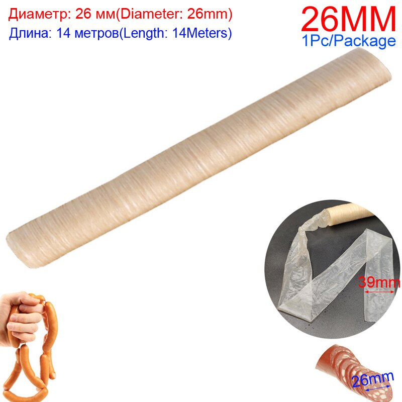 Fødevaregodkendt pølsetarm skal kødrør pølsefyld håndlavet 5# 10#  kødkværn fjerkræværktøjssæt med 5.7cm or 5.7cm bunde: 14m x diameter 26mm