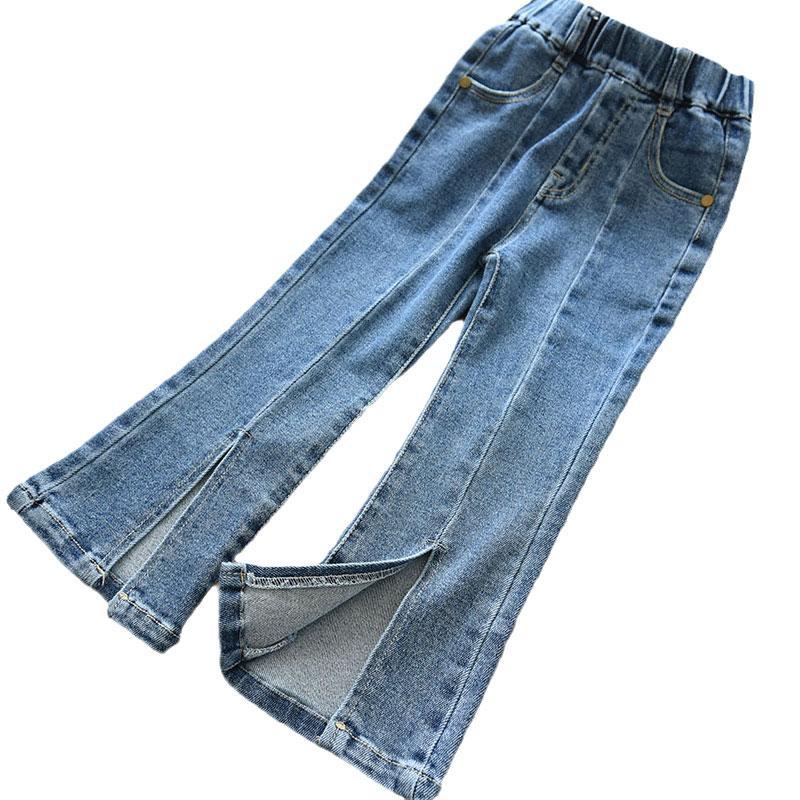 Pantalon en jean évasé pour fille, pantalon en Denim, printemps-automne 2022: Bleu / 120cm