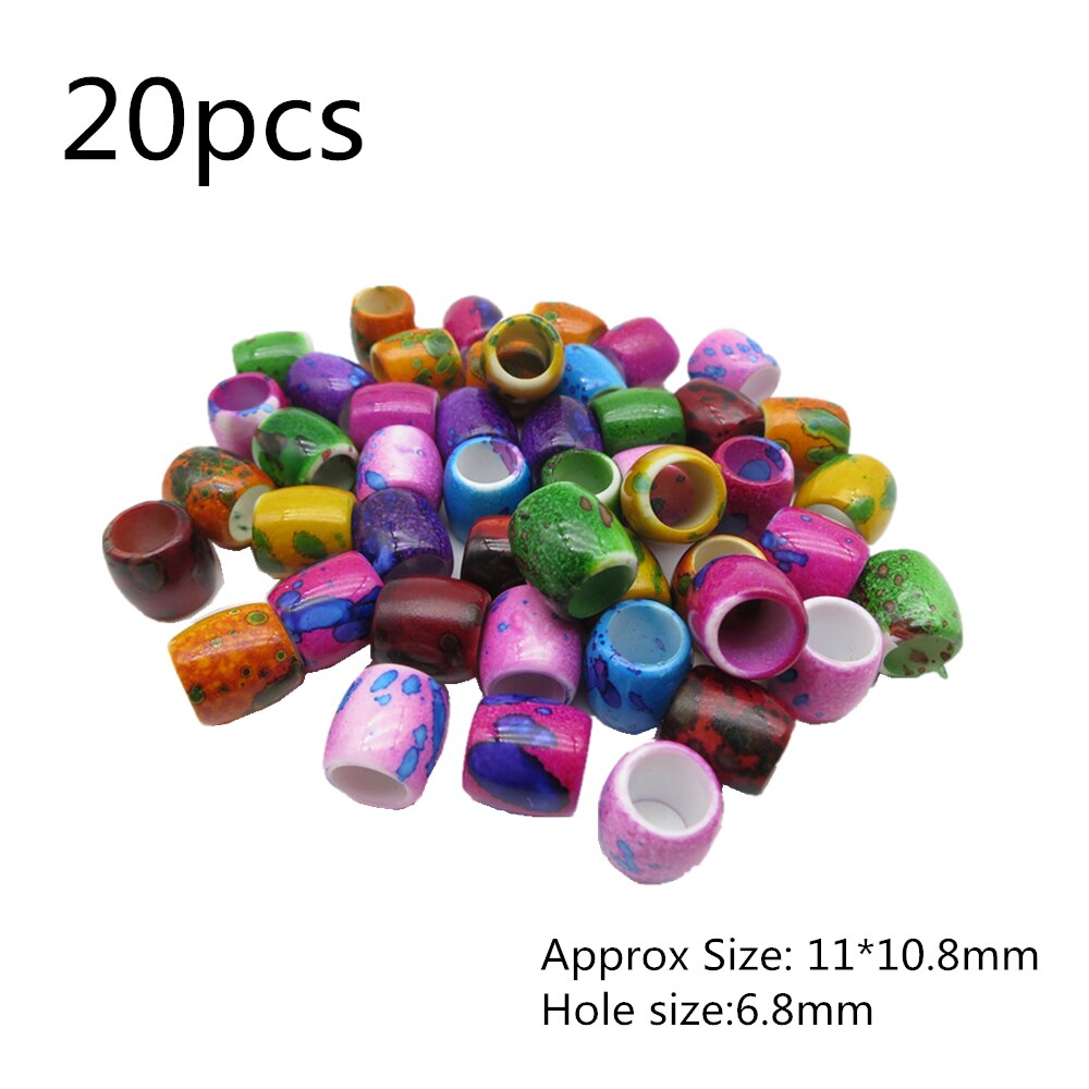 20PCS Colorful Hair Braid Dreadlock Beads rings tube Viking Rune beard beads DIY kids girl Hair Styling Accessories: 20PCS mix color