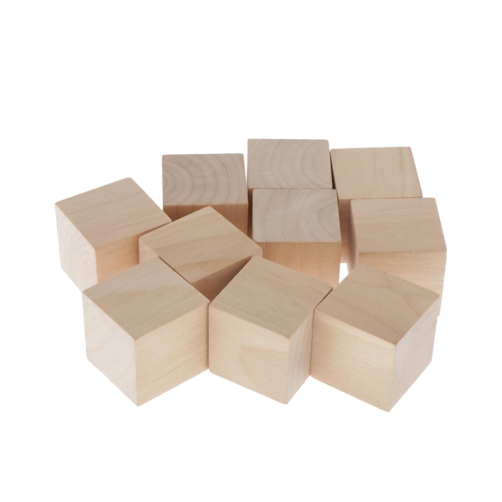 10Pcs Unfinished Craft Wood Cubes Wooden Square Cubes Squares Dice 40mm