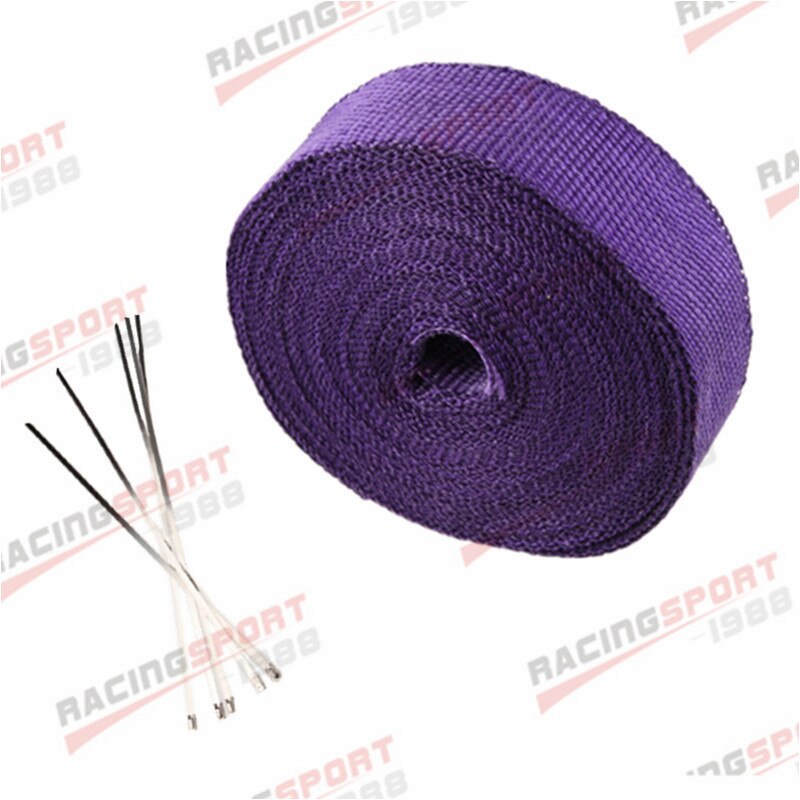 Cinta térmica de fibra de vidrio de 2 "y 25 pies de largo para envolver el calor, en amarillo, verde, negro, rojo, Azul, Morado, naranja, blanquea y 5 lazos