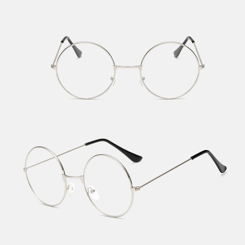 Gafas clásicas redondas, montura Simple, cristales planos, luz clásica, miopía, Gafas de Metal para mujer, montura de gafas de estilo intelectual literario
