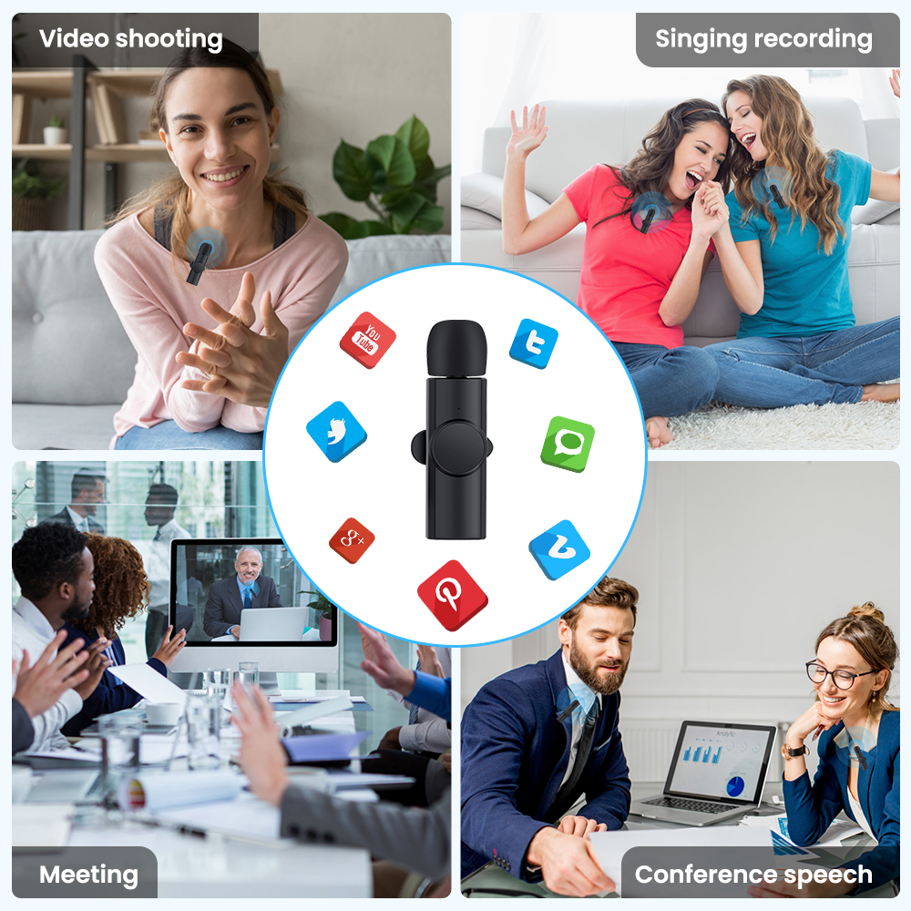 2 in 1 wireless lavalier microphone conference host live bluetooth microphone noise reduction clear pickup