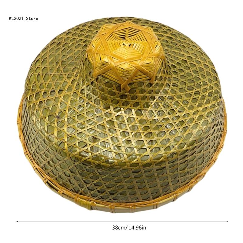 Bamboo Hat Asian Hat Chinese Hat Conical Hat Rice Farmer Hats HandWoven Adult Travel Straw Hat Coolie Hat