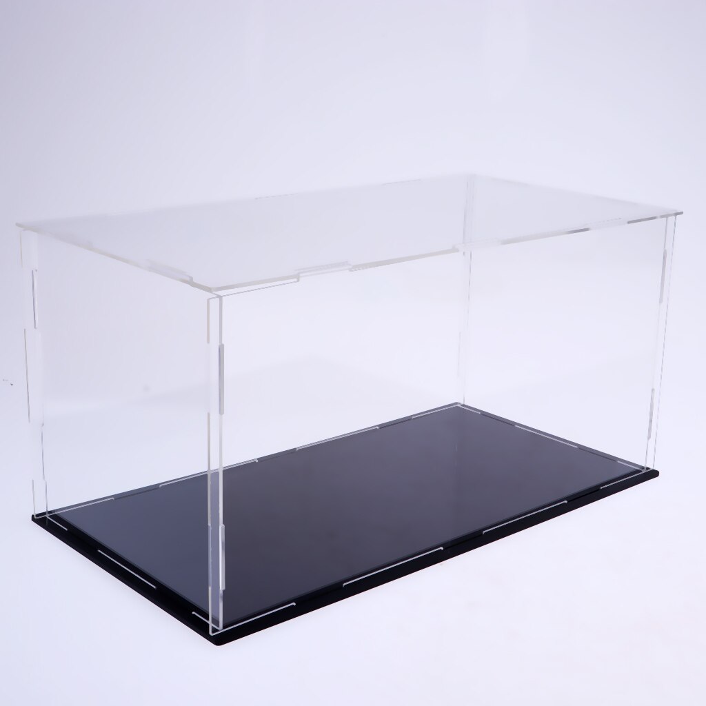 36 x 16 x 16cm akryl displayetui, sort blank base, støvtæt, samlet æske