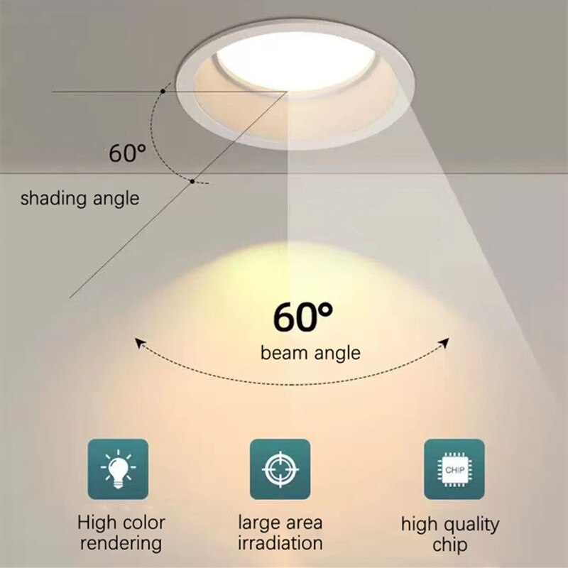 LED Recessed Downlight GU10 MR16 Round Replacement Aluminum Kit Fitting Mounting Ceiling Spotlights Lamp Socket Holder Fixtures