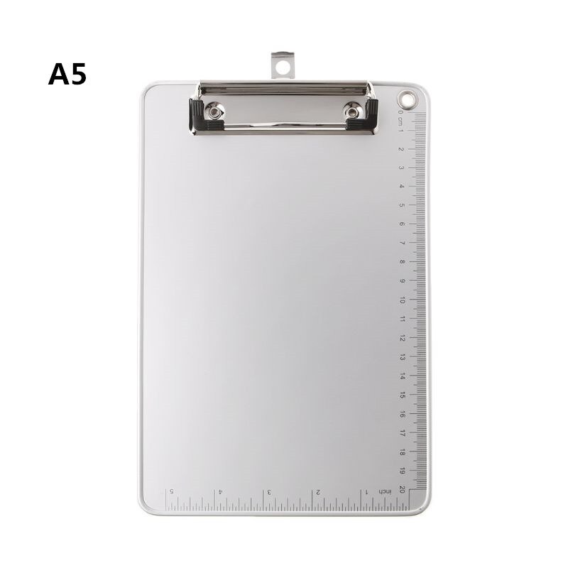 Portable A4/A5 Aluminum Alloy Writing Clip Board Anti-slip File Hardboard Paper Holder for Office School Stationery Supplies: white