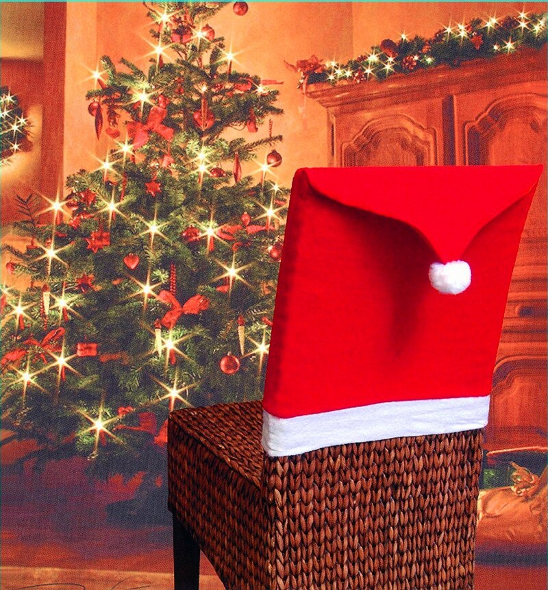 Kerst Stoelbekleding Rode Kerstman Hoed Stoel Back Covers Tafel Party Decor Nieuwjaar Navidad Decoraciones Para El hogar