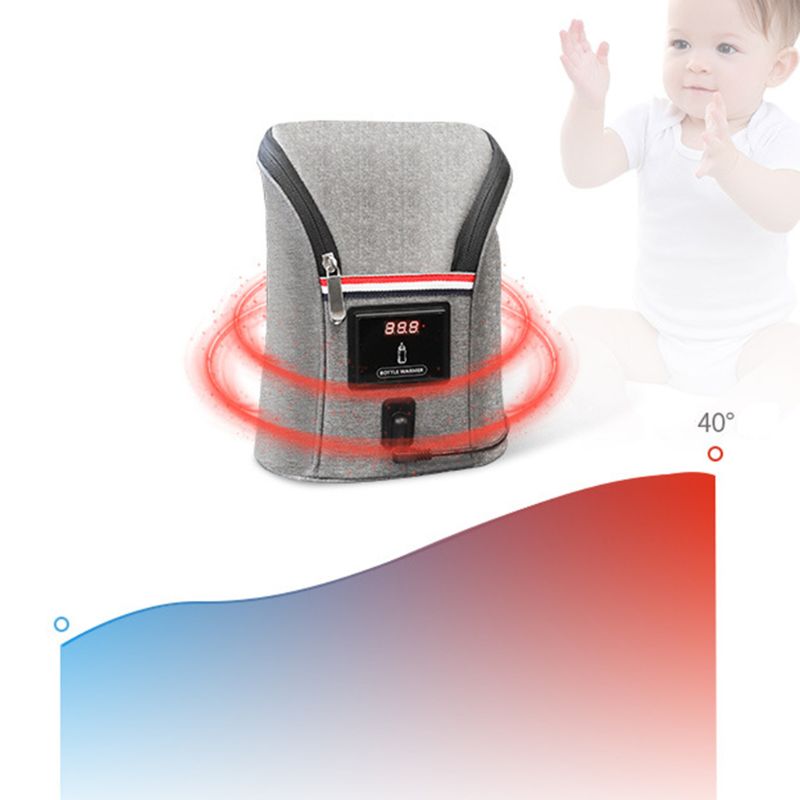 Draagbare, op de auto te monteren dubbele flessenwarmer, reisflesverwarmer voor baby's, geïsoleerde hoes