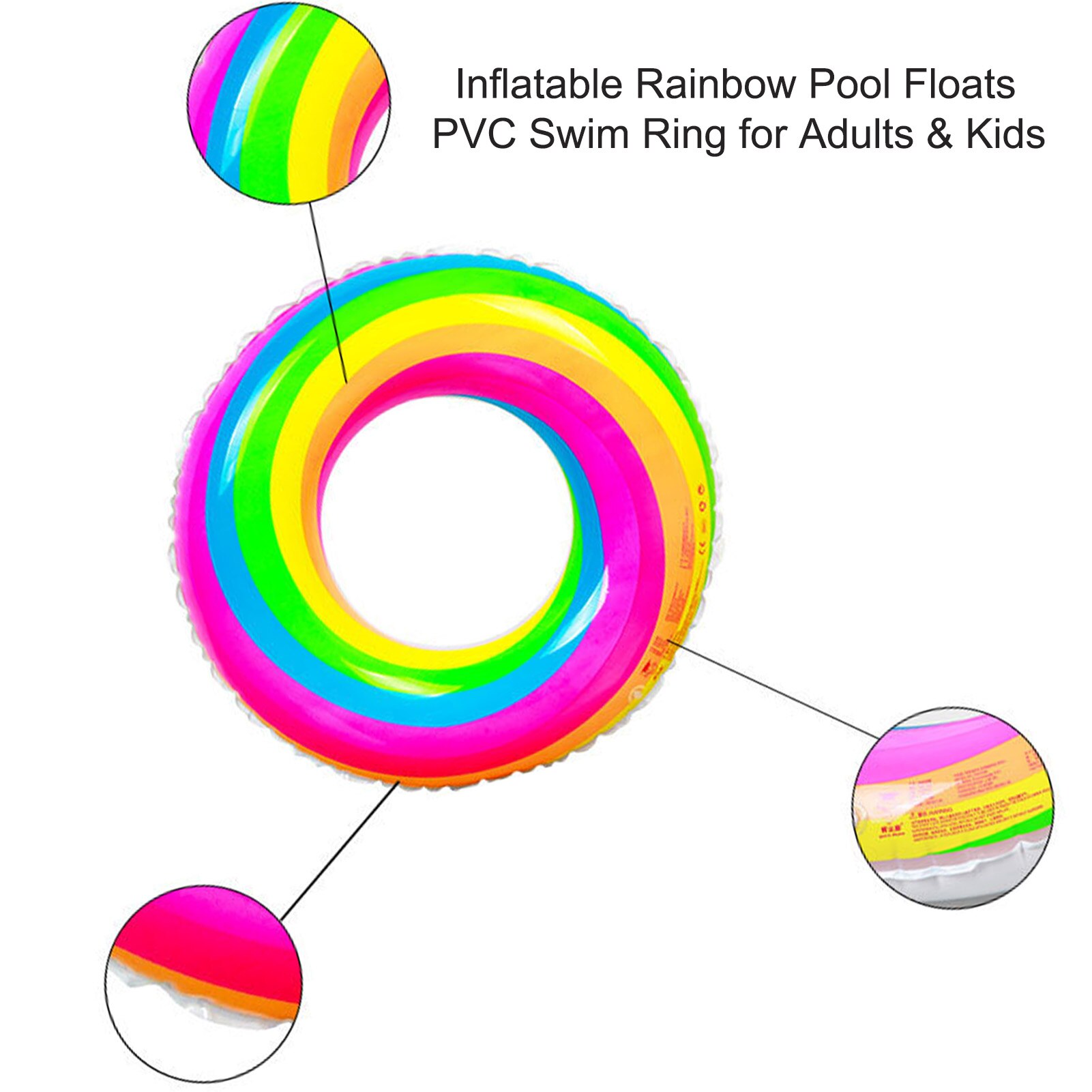 Aufblasbare Regenbogen Pool Schwimmt PVC Schwimmen Ring für Erwachsene & Kinder Aufblasbare Regenbogen Pool Schwimmt PVC Schwimmen Ring für Erwachsene & kinder