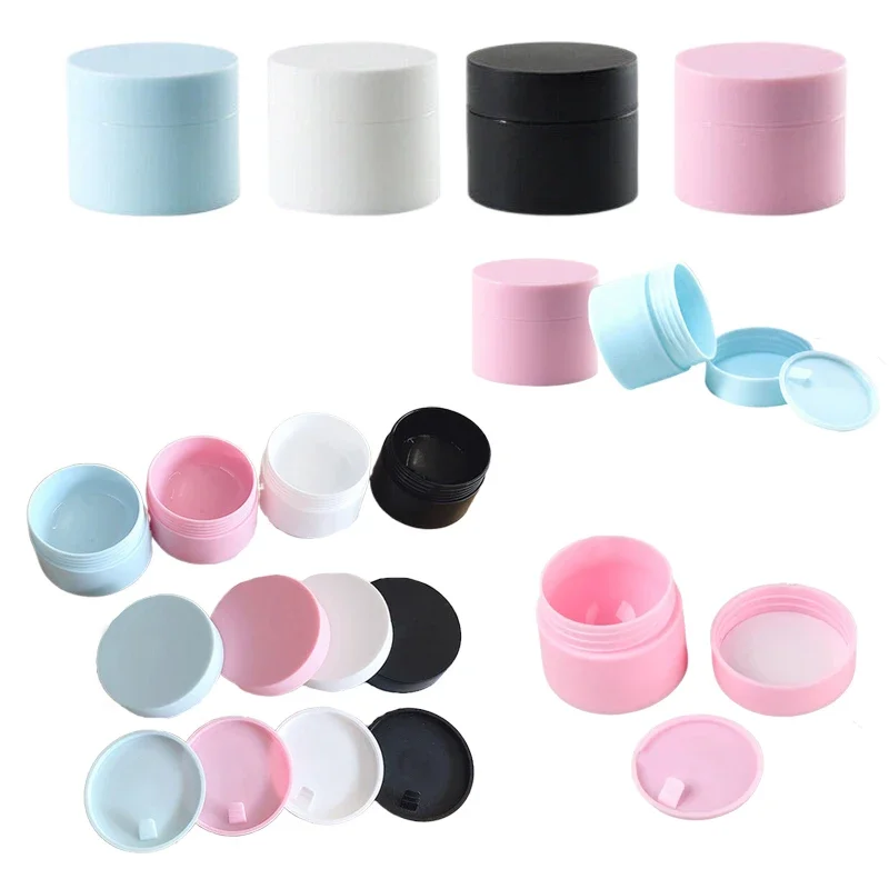 5 stuks lege , 10g/15g/20g/30g/50g navulbare plastic potjes voor op reis, crèmepotjes, doosjes, draagbare cosmetische flesjes met smalle taille.