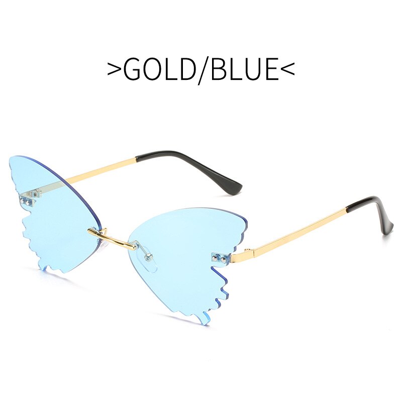 Gafas tipo mariposa sin montura para hombre y mujer, anteojos de sol unisex con de libélula, a la , con protección UV400: Blue