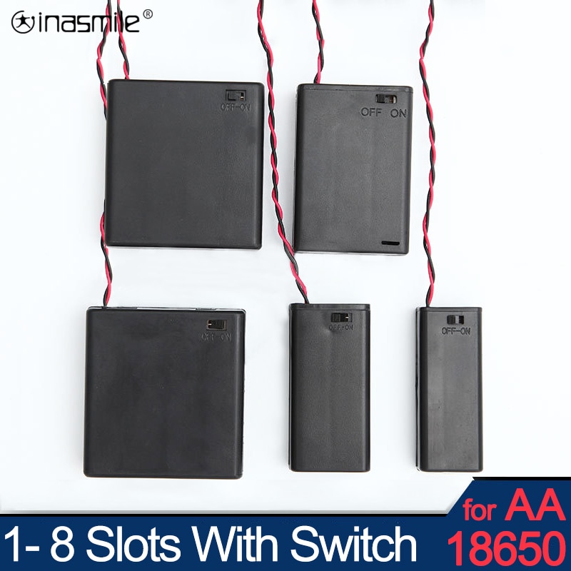 1 2 3 4 6 8 Slot AA DIY Battery Holder Storage Case Box With Switch&amp;Cover for 18650 AA Batteries Standard Container