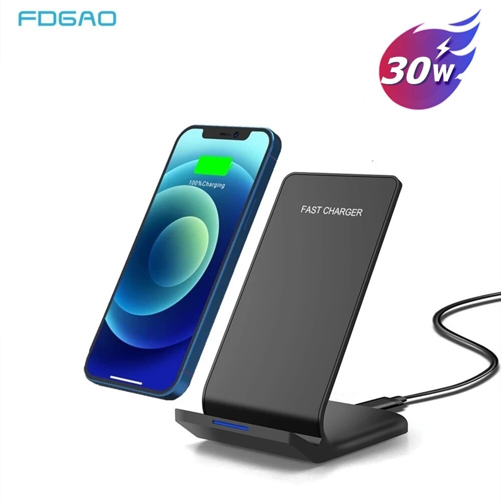 FDGAO 30W Qi Drahtlose Ladestation für iPhone 12 11 XS XR X 8 Schnelle Ladung Dock Bahnhof Schnell ladegeräte Für Samsung S21 S20 S10