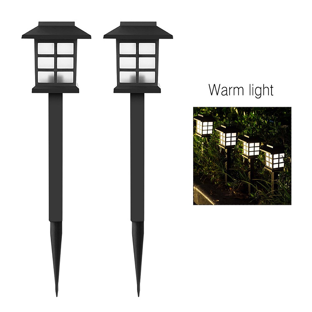 2 kpl retro led aurinkopolkuvalaisimet vedenpitävät ulkona aurinkoenergian nurmikon valot puutarhamökkiin nurmikon valo kiilapalatsin sisustusvalaisin: Lämmin valo