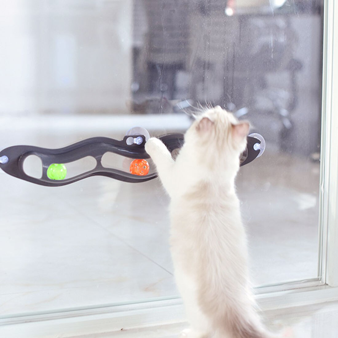 Huisdier zuignap track speeltunnel grappig bal speelgoed zuignap ramen katten speelgoed speelbuis met ballen zuignap katten speelgoed