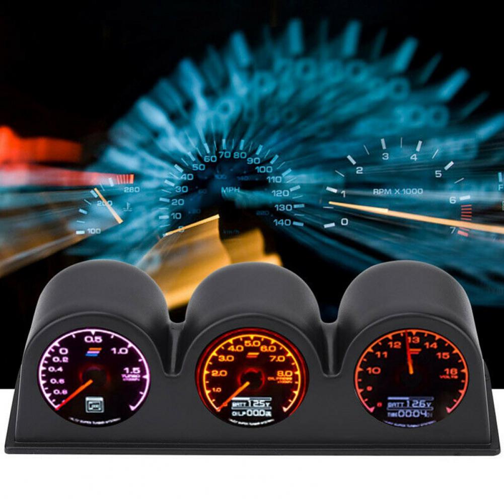Universal Matte Black Triple Gauge Pod Mount Dash Cover 3 Holes 6cm Meter Panel Holder for Autos