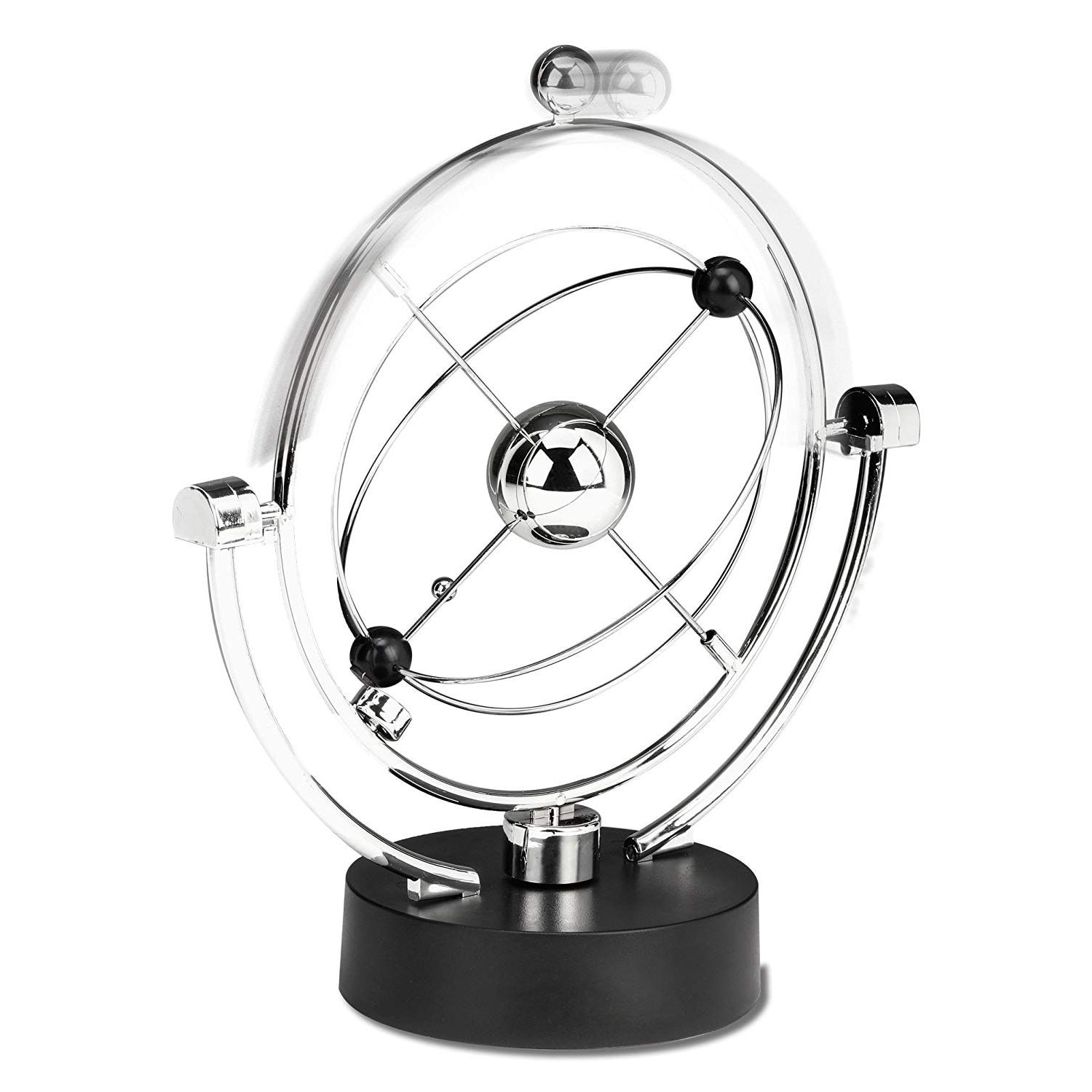 Perpetual Motion Desk Sculpture Toy - Kinetic Art Galaxy Planet Balance Mobile - Magnetic Executive Office Home Decor Tabletop