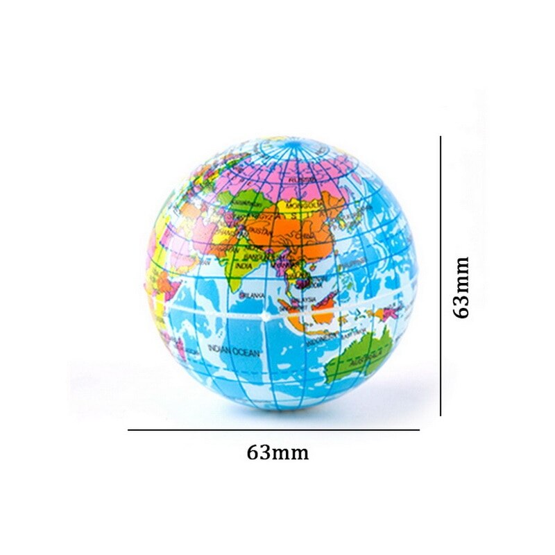 1Pcs 63Mm Aarde Bal Speelgoed Voor Kinderen Schuim Globe Anti Stress Wereldkaart Bal Atlas Globe Palm bal Planeet
