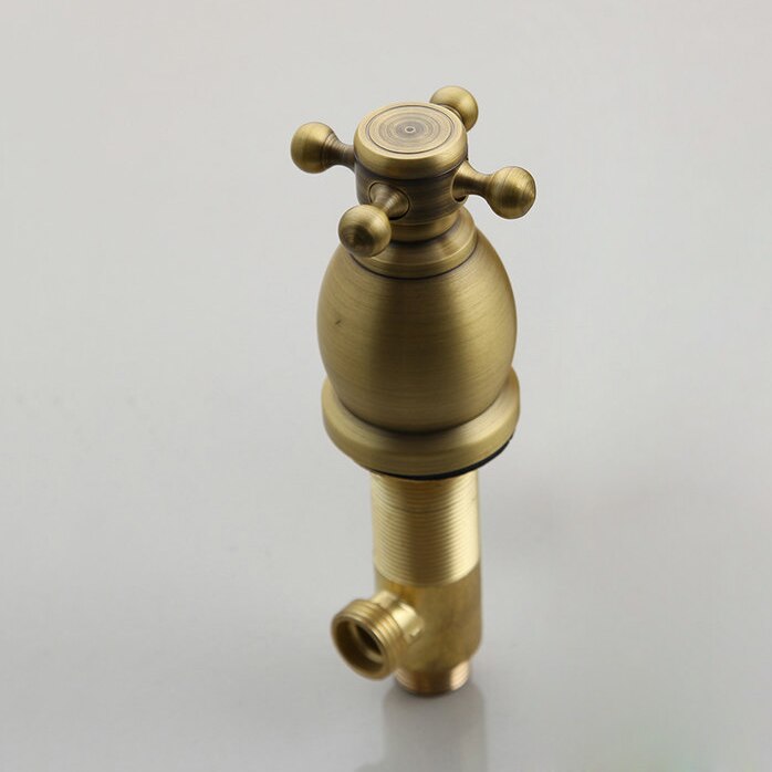 JIENI Solid Brass Antique Brass Bathroom Control Valve Angle Stop Valve 1/2 Male Thread Water Outlet Faucet Accessories: 05