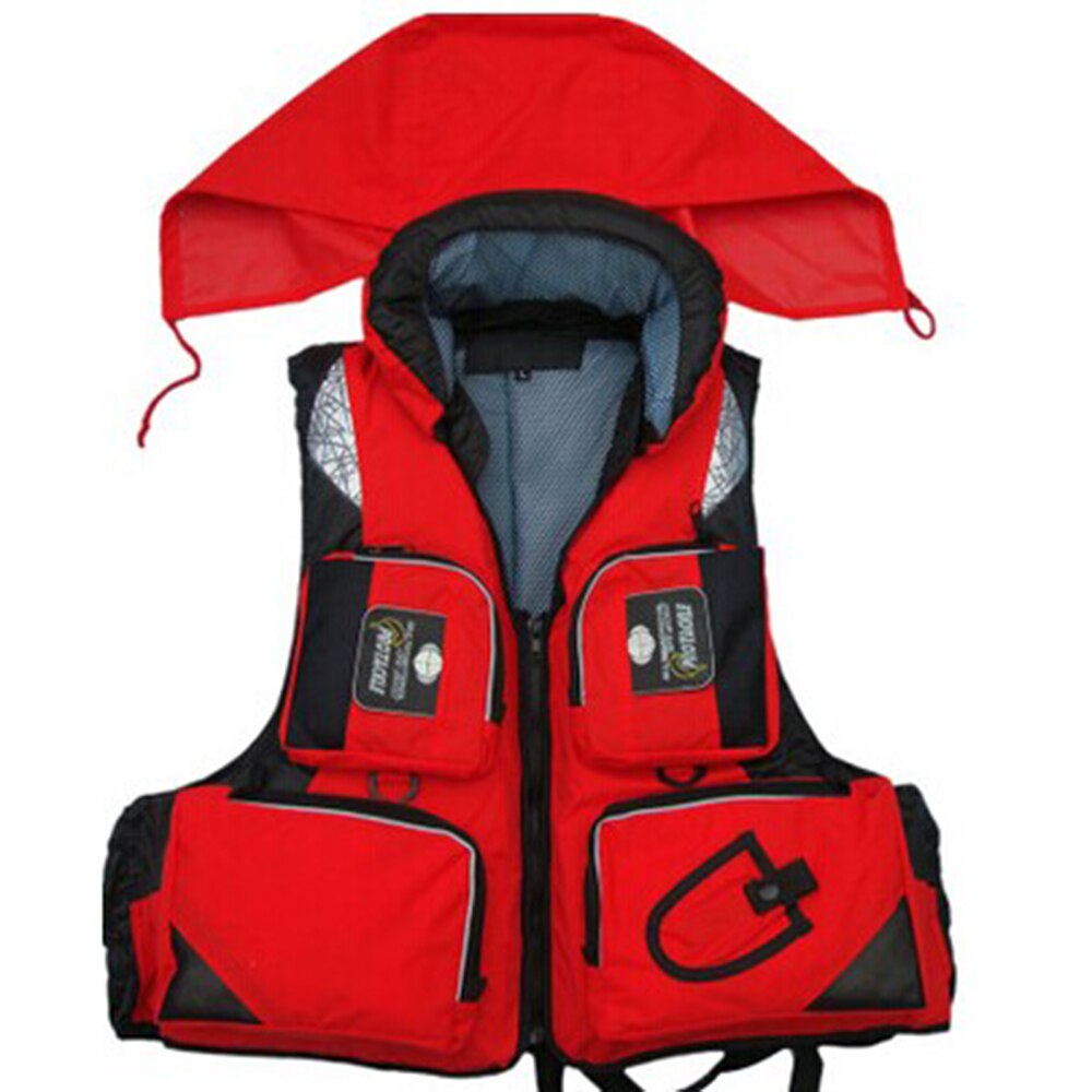 M-XXL colete salva-vidas profissional colete de pesca poliéster adulto segurança colete salva-vidas sobrevivência natação barco à deriva: Red / XL(75-85KG)