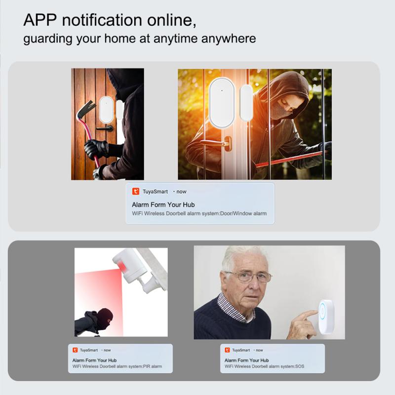 TUYA Wifi Doorbell Alarm System Intelligent Wireless Strobe Siren 58 Sound and Light Siren compatible 433MHz wireless detectors