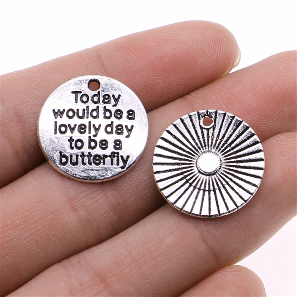10pcs Round Inspire Nameplate Live Laugh Love Live Your Dream Never Give Up Karma Charms For Jewelry Making Diy Crafts Making: VIOLET