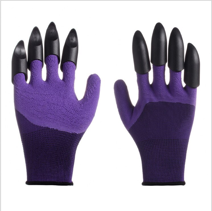 10pcs guanti da giardino con artigli guanti in gomma da giardino in plastica ABS giardinaggio scavare piantare durevole guanto da lavoro impermeabile all&#39;aperto: Viola