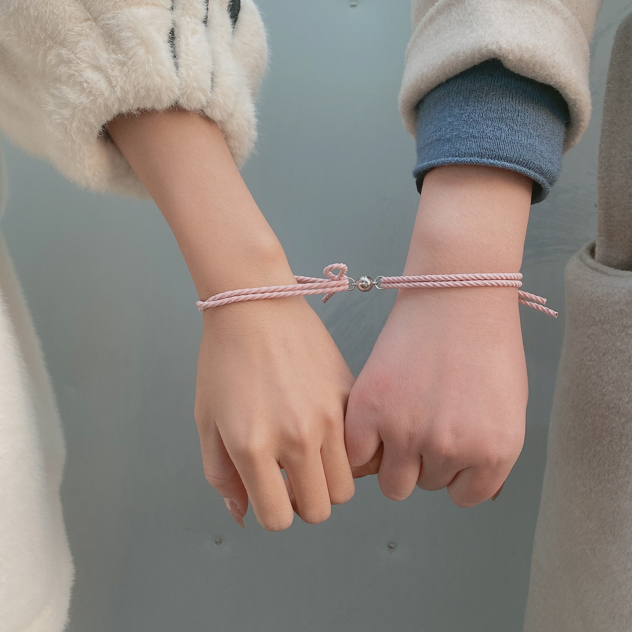 2 pçs ímã atrai casais trançado pulseiras estudantes bons amigos casais irmãs corda mão moda criativa pulseira jóias