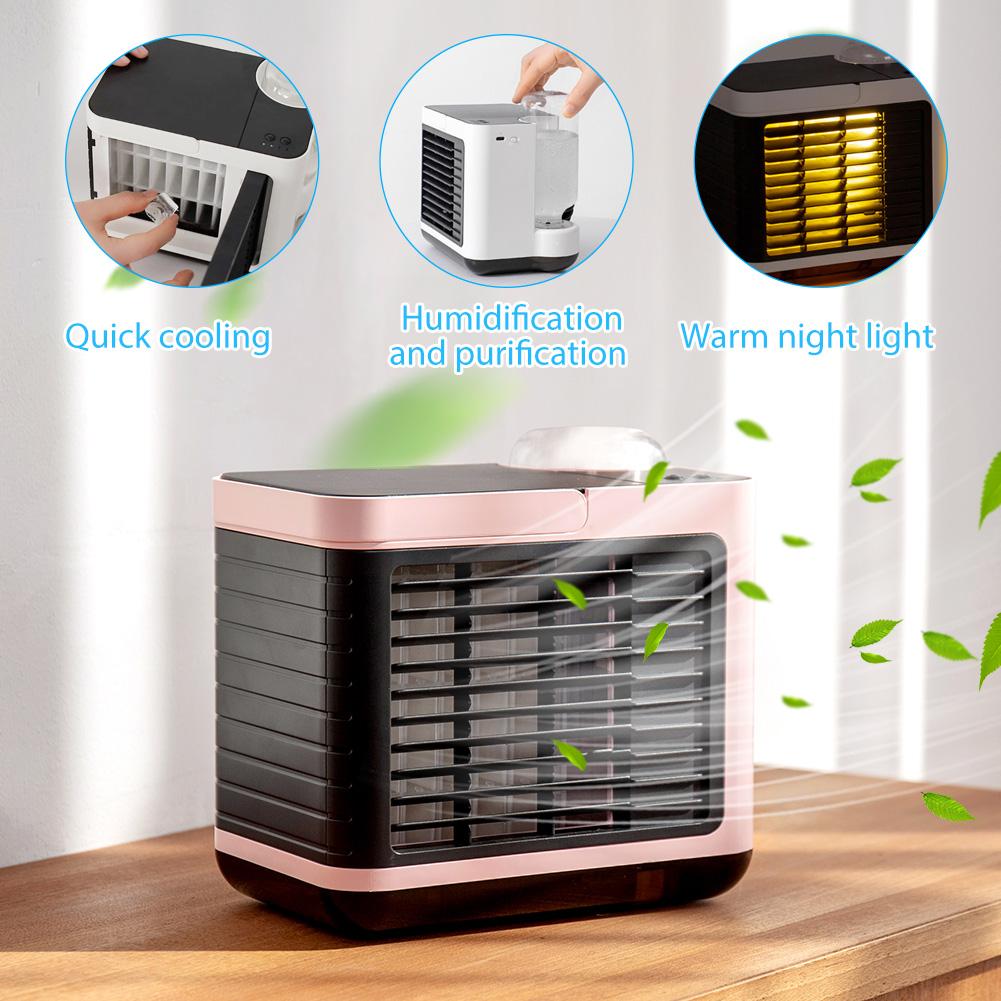 3 in 1 Portable Air Conditioner Silent LED Light Conditioning Humidifier Purifier USB Desktop Air Cooler Fan for Car Home Office