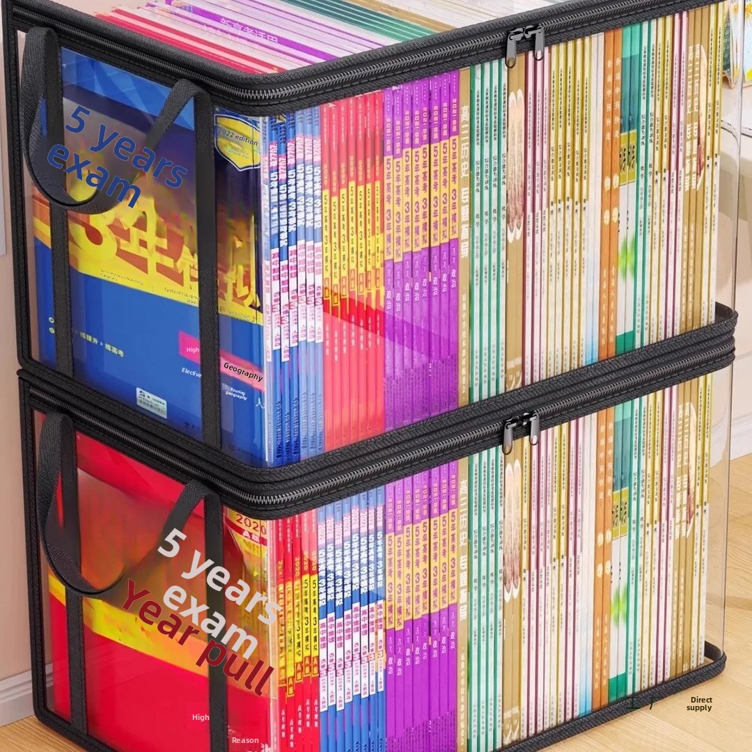 Large Transparent Foldable Book Storage Box Student Book Organization Dustproof Old Book Sorting Bag Jewelry Packaging Display