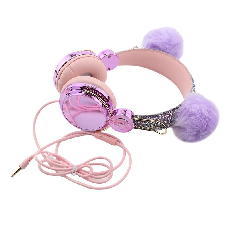 Mignon rose filaire casque sans fil Hifi musique stéréo basse casque téléphones mobiles fille casque pour PC enfants