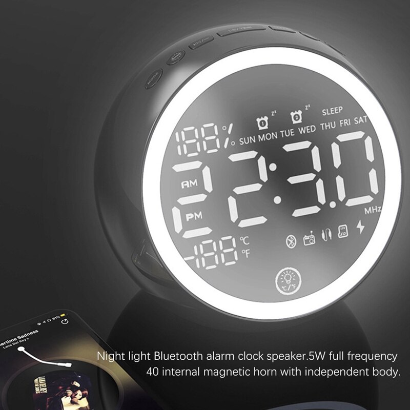 X10 Bluetooth Speaker Alarm Clock Night Light Multifunctional Audio With Radio