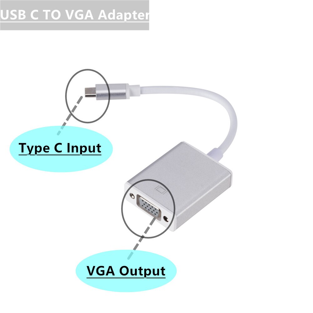 Grwibeou USB 3.1 to VGA Adapter Type C to Female VGA Adapter Cable for Macbook Surface Pro Sales USB C TO VGA Converter