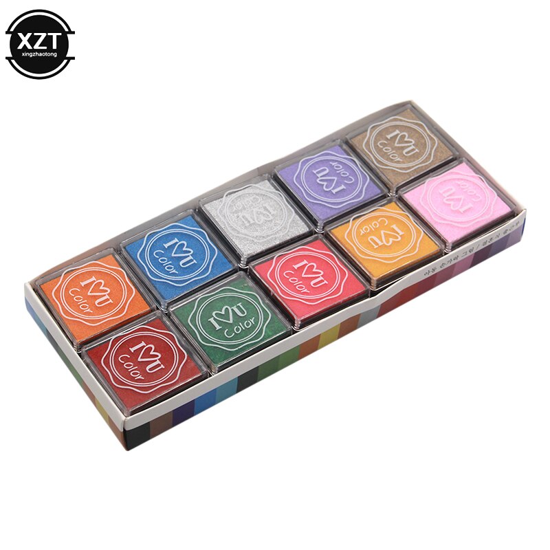 20 pcs/lot Cute Cartoon DIY ink Pad Plastic Stamp Fingerpaint Finger Paint Inkpad for Scrapbooking Decoaration 20 Colors