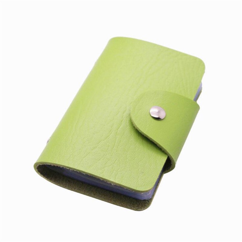 Pu Functie 24 Bits Credit Kaarthouder Effen Kleur Card Case Business Id Card Organizer Draagbare Mannen Vrouwen Portefeuilles Kaarthouder: green